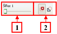 Obrázek 121: Ukázka jednotlivých módů Rozprašovače 2. Šířka Tento parametr nastavuje plochu působení nástroje.
