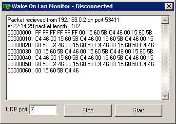 Vzdálená správa Windows v lokální počítačové síti 18 program Wake On Lan Monitor, pomocí kterého lze otestovat přijmutí probouzejícího síťového paketu na zapnutém cílovém počítači (obr. 4.