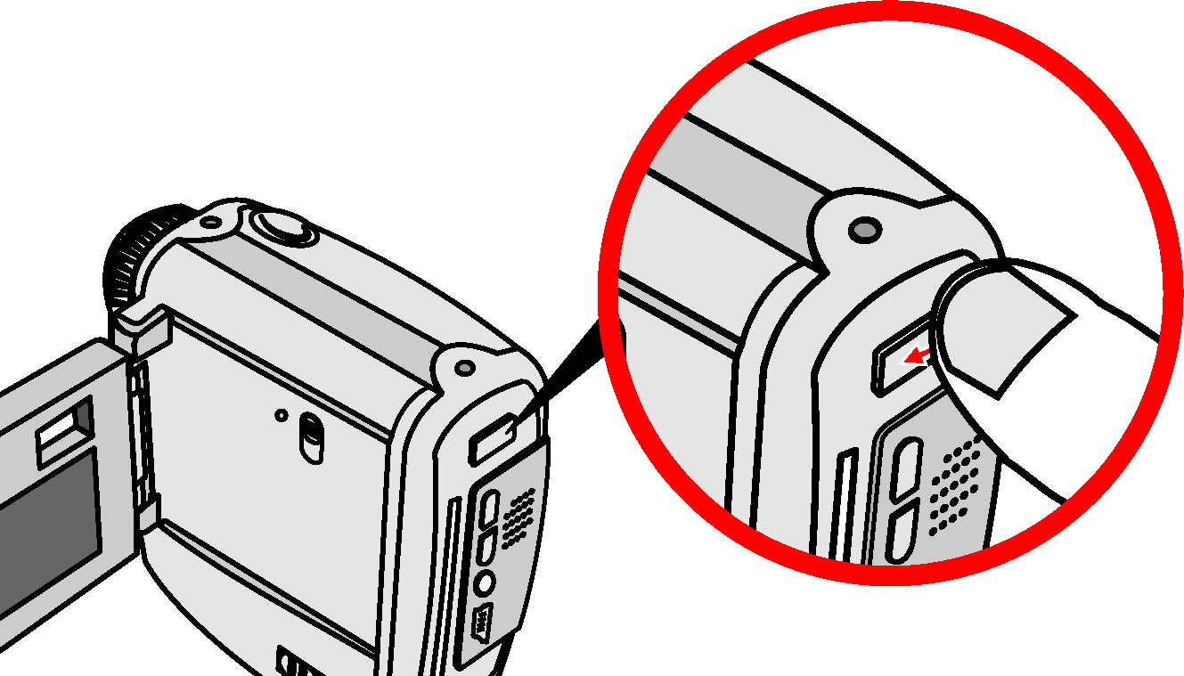 DV-3400V POWERCAM VIDEOInformace o výrobku Vložení baterií a) b) a) Otevřete kryt baterií (8). b) Vložte baterie. c) Zavřete kryt baterií. Doporučujeme: používejte dobíjitelné baterie Ni-MH (www.
