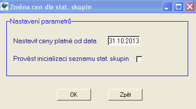 Je možno provést změnu prodejních cen buď procentem ke stávajícím prodejním cenám nebo přepočtem cen dle vybrané cenové kategorie.