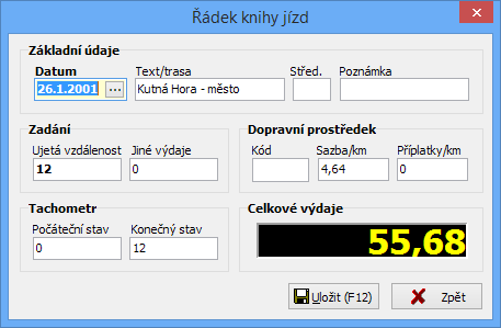 Program ZK Daňová evidence ZK SOFT Kniha jízd Tato kniha slouží k evidenci a účtování jízd jak firemních vozidel, tak i vozidel v osobním vlastnictví používaných pro firemní účely.