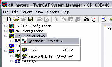 manageru pomocí volby Append PLC project. Před připojením musí být daný PLC projekt zkompilován a tím vytvořen soubor s příponou.tpy. Obrázek 5.