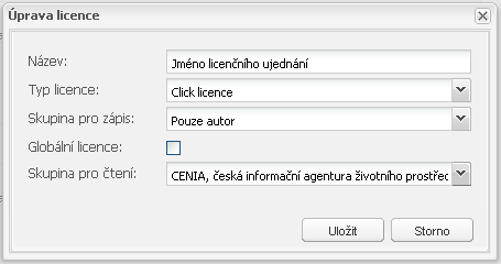 Obr. 79 - správa licenčních smluv Správa licenčních ujednání umožňuje spravovat jednotlivá licenční ujednání. Pro vyvolání příslušné operaci stiskněte ikonu u příslušného záznamu.