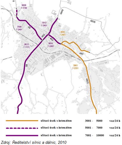 Míru dopravní zatíţenosti silniční sítě v okolí města Frenštát pod Radhoštěm ukazují výsledky z Celostátního sčítání dopravy v roce 2010.