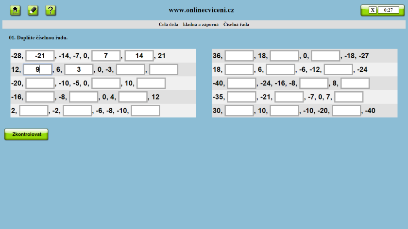 Aktivita 2 Nejdříve žák formou hry uspořádává čísla na http://www.primaryresources.co.uk/online/negnumorder.swf (nutný flash) Dále na http://www.onlinecviceni.cz > 2.st Matematika > Pro 7.