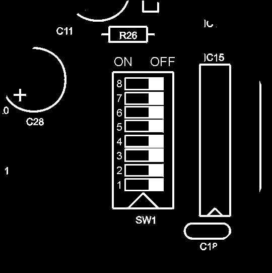 5. MIKROPŘEPÍNAČE (DIP SWITCH) Mnoho funkcí automatu lze uživatelsky nastavit. K tomuto účelu slouží mikropřepínače na základní desce CPU.