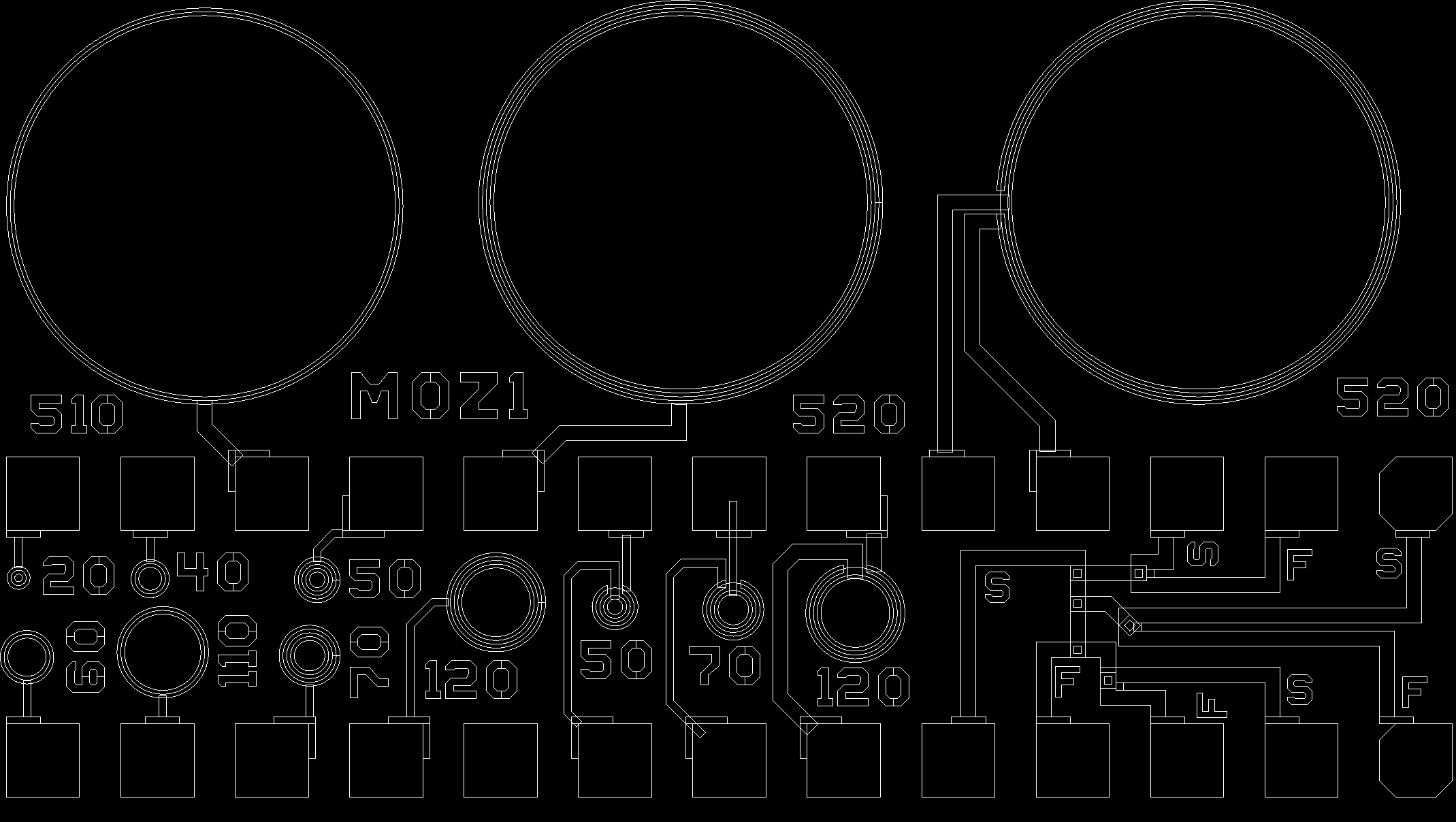 Standardní dioda s kruhovým designem ( Y = 20um, 30um, 60um 110um 510um) Metal připojit na pady mosaiky X1=10um