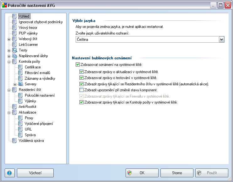 10. Pokročilé nastavení AVG Dialog pro pokročilou editaci nastaveni programu AVG 8.5 File Server se otevírá v novém okně Pokročilé nastavení AVG.