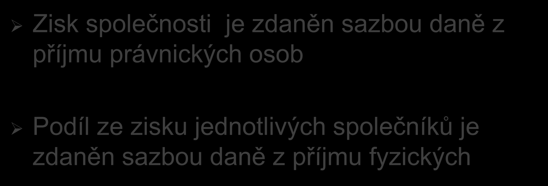 Zdanění zisku Zisk společnosti je zdaněn sazbou daně z příjmu právnických osob