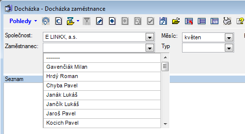 Verze 1.8.59.0 Docházka Doplnění do filtru náhledu Docházka zaměstnance filtr na společnost. Je-li tento filtr vyplněný, pak do comboboxu se zaměstnancem se načítají jen uživatelé z dané společnosti.