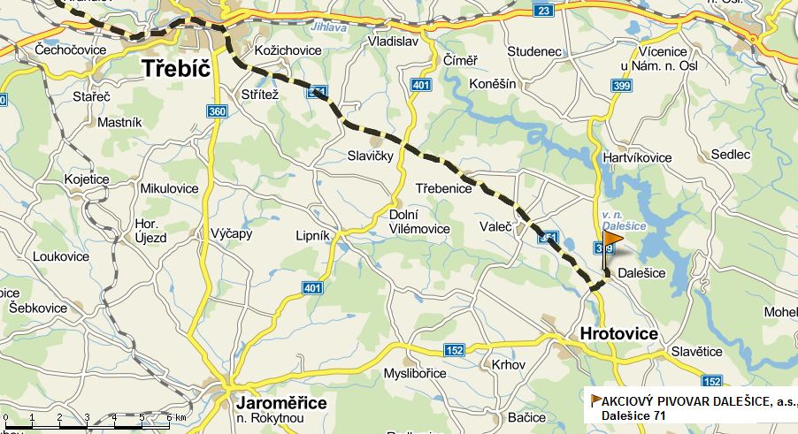 2.3.3 Dalešice Obec Dalešice s 590 obyvateli leţí v jihovýchodní části kraje Vysočina asi 20 km od města Třebíč.