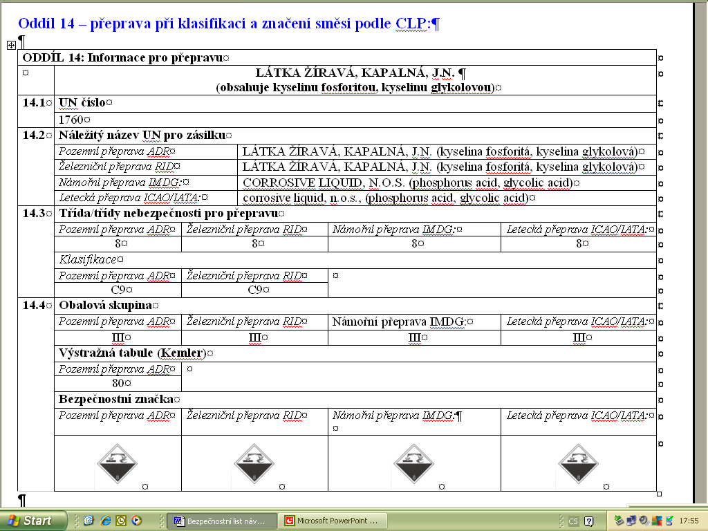 U směsí vzniká problém, který je dán jinými limity pro žíravost směsí ve vyhlášce 402/2011 a v CLP. Může se proto stát, jako v případě této směsi, že původní klasifikace dráždivý se zpřísní na žíravý.