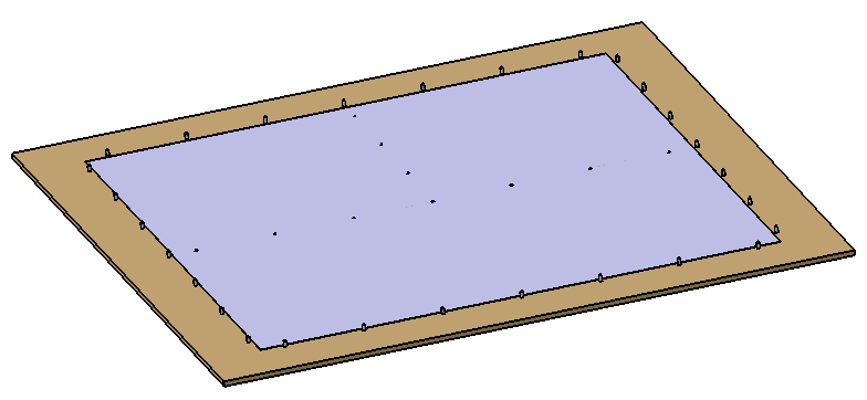 UTB ve Zlíně, Fakulta technologická 61 Obr. 65: Vizualizace specifického panelu ve formě 8.3 Technologický postup výroby podlahového panelu 8.3.1 Polohování prepregu Na základovou desku bude poloţena vrstva prepregu (Obr.
