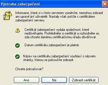 stránka Benefit7. Tlačítkem Žadatel si může pomocí tlačítka Zobrazit certifikát.