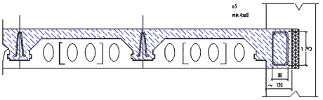 2. CEDRY - polystyrenová tvarovka - panely v maximální délce 13,5 m - panely se ukládají ve směru rozpětí stropu těsně vedle sebe - hloubka uložení panelu je minimálně 50 mm; je nutné odstranit část