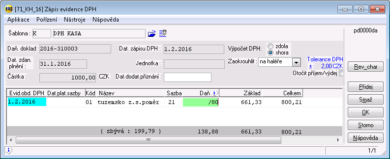 10 Kontrolní hlášení DPH Poměrné DPH Nový kód DPH, viz příloha č. 1 na konci materiálu. Běžný postup v zápisu dokladu. Doklad protistrany: doporučujeme psát vždy.