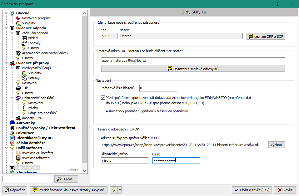 Exportem dat z programu EVI 8 se přenáší i údaje zadané v programu ESPI 8.