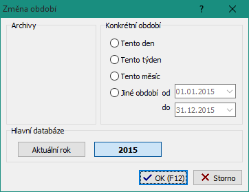 3.4. Nastavení období Před zahájením evidence odpadů za rok 2015 nastavte v programu období od 1.1.2015 do 31.12.