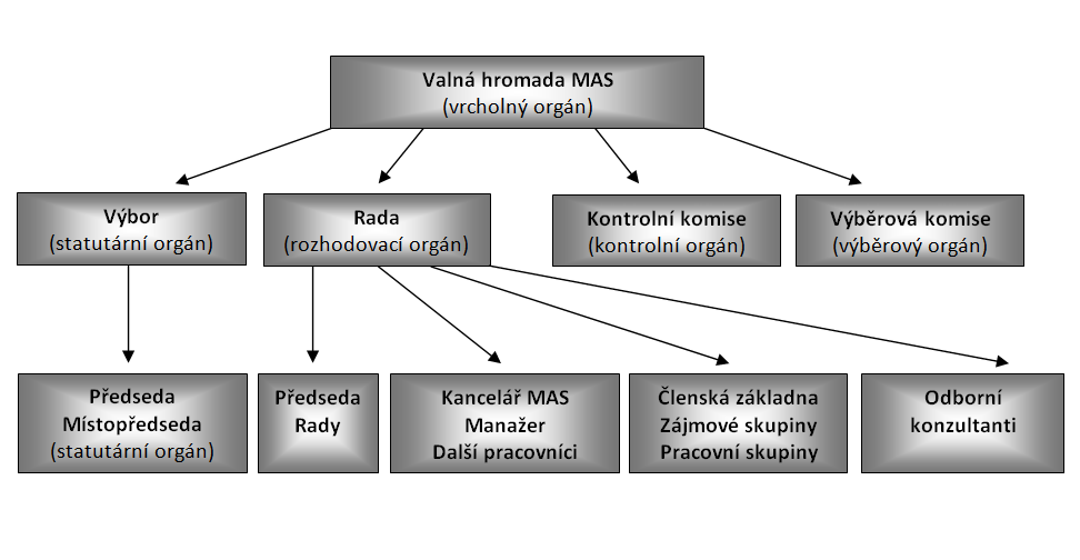 4.1 POPIS ŘÍZENÍ VČETNĚ ŘÍDICÍ A REALIZAČNÍ STRUKTURY MAS Organizační sc