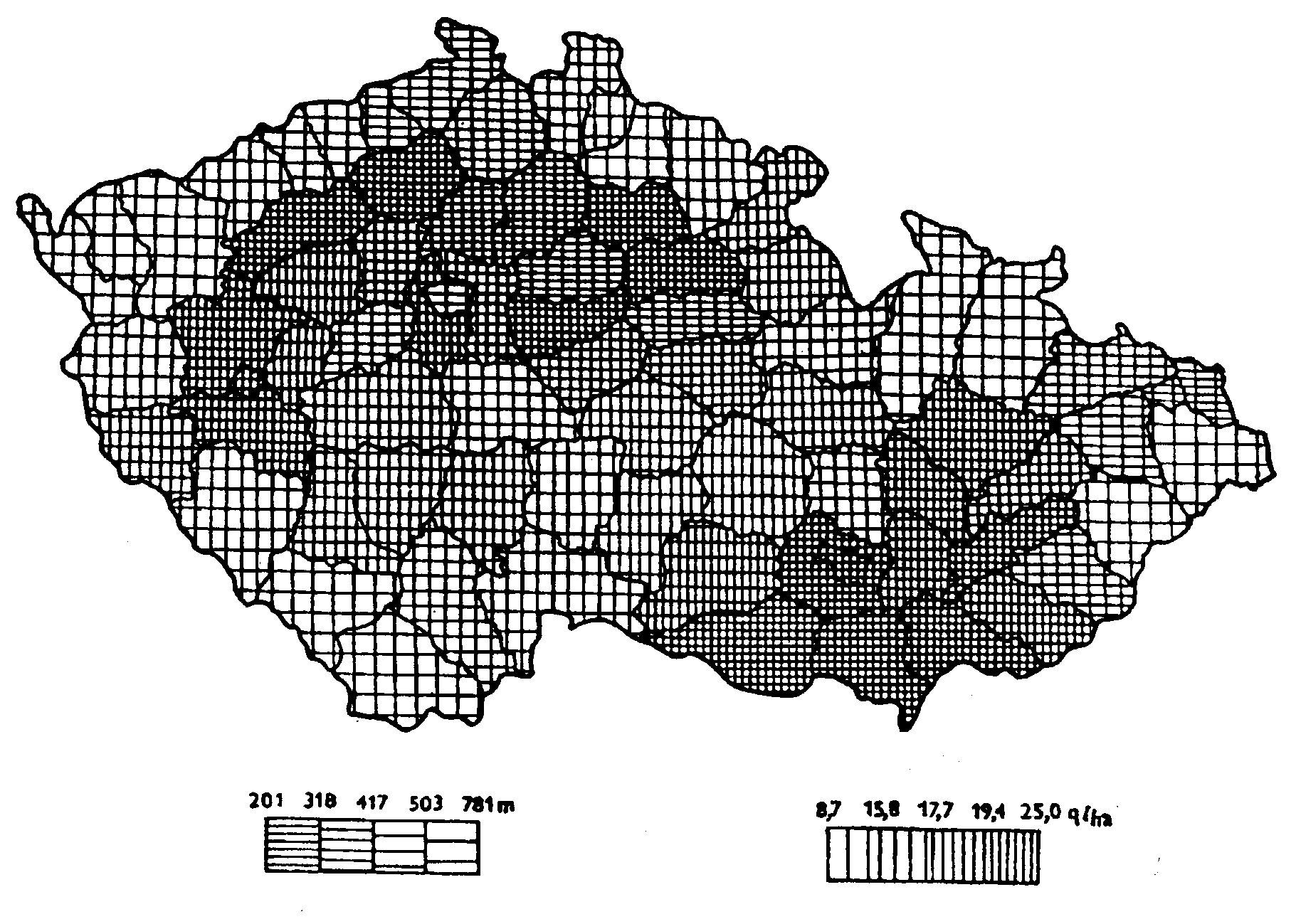 4-9 Příklad objemového (vlevo) a složeného (vpravo) kartogramu Za hranice areálových jednotek se