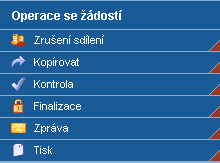 8.2. Uživatelská tlačítka aplikace Benefit7 V modrém panelu v levé části každé obrazovky jsou uživateli nabídnuty důležité nástroje a funkce pro práci v aplikaci.