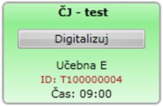 Obsluha digitalizačního modulu (4) Popis dávek Zkratka názvu zkušebního předmětu Ovládací tlačítko