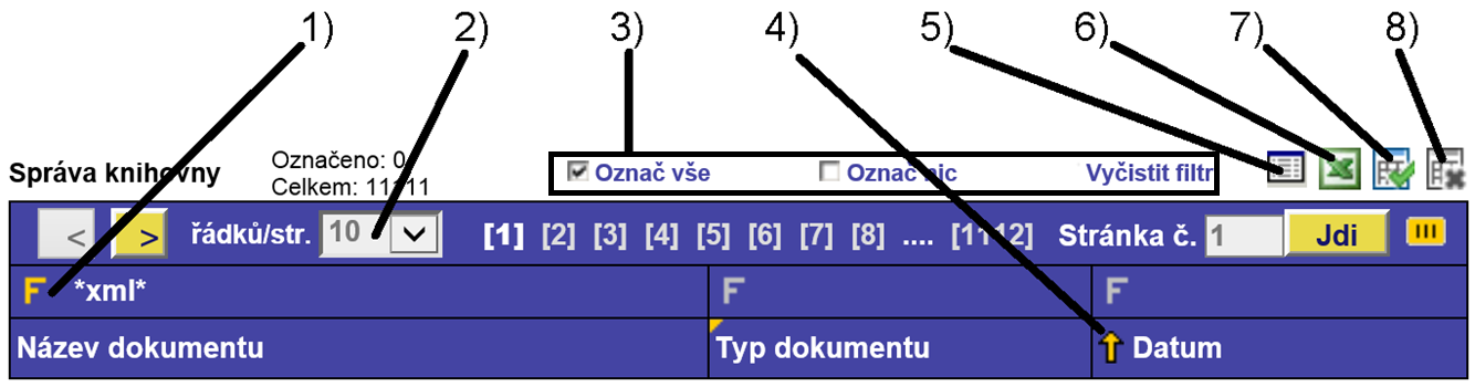 Novinky v organizaci MZ (4) Moţnosti zobrazení dat v IS CERTIS 1. filtrování pouze dokumenty s poţadovaným příznakem; 2. počet řádků na stránku zobrazení více poloţek na stránku; 3.