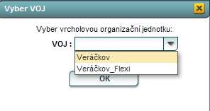 Výběr VOJ umožňuje přepínání mezi jednotlivými VOJ, se kterými chceme pracovat: