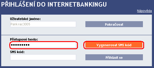 V tomto případě si zobrazte další OTP kód, který zadejte opět do pole OTP kód a zadání potvrďte tlačítkem Přihlásit se (viz výše). 3.2.