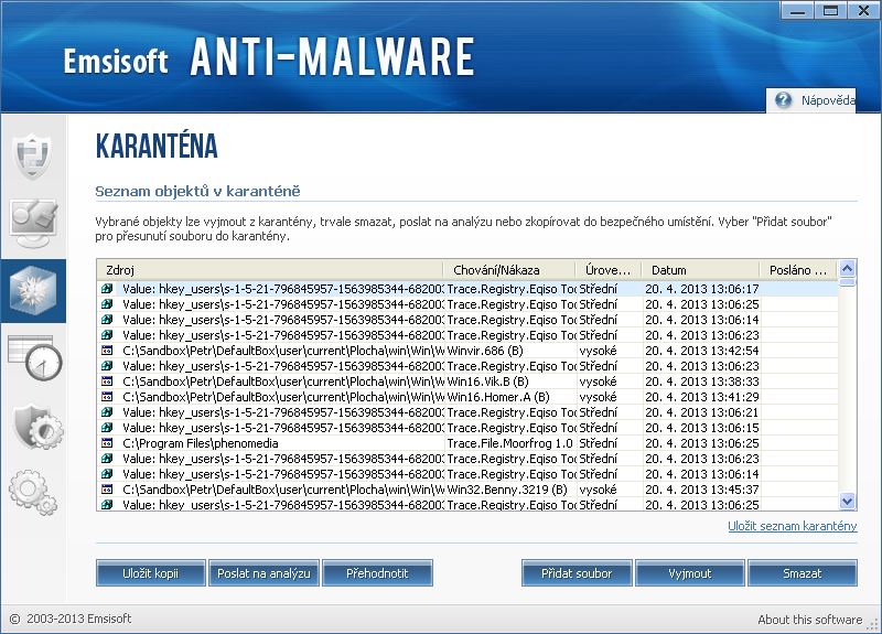 Obrázek 32 - hlavní strana programu Emsisoft Anti-Malware Obrázek 33 -