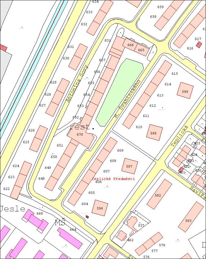 1.14 Ul. Ant. Sovy od objektu čp. 622 až 634 a ul.