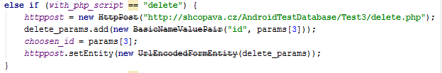 Obrázek 15. Vyvolání skriptu pro smazání záznamu 3.3.9 FORMÁT BASE-64 Base64 je kódování, které převádí binární data na posloupnosti tisknutelných znaků.