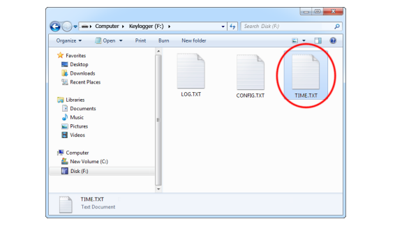7. Nastavení času Pokud chcete, aby vám keylogger ukazoval datum a čas jednotlivých záznamů, je třeba modul nakonfigurovat. K nastavení použijte soubor TIME.TXT, který nakonfigurujte následovně.