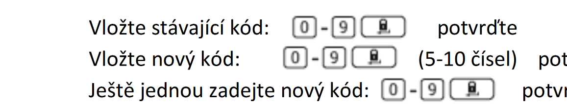 Pro nastavení klávesnice postupujte podle bodů a-e. Další možnosti nastavení v Menu f-j. Pro nastavení v Menu je potřeba zadat administrátorský kód (z výroby 12345) a.