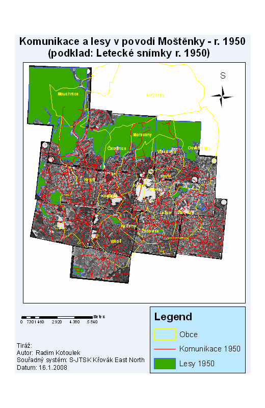 A MAPA 1: KOMUNIKACE A LESNí POROSTY R.