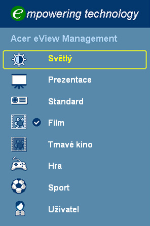 16 Technologie Acer Empowering Tlačítko Empowering Tlačítko Acer Empowering nabízí tři jedinečné funkce Acer: Acer eview Management, Acer etimer Management a Acer epower Management.