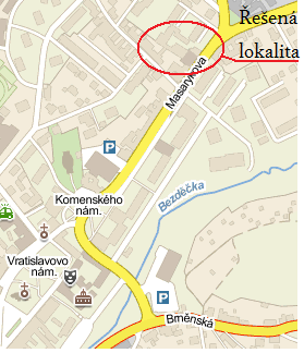 5.1.1. Popis lokality Obr. 4 Umístění lokality od centra města Samostatný soubor objektů kina se nachází 0,5 km severně od historického centra města Nového Města na Moravě na ulici Masarykova.