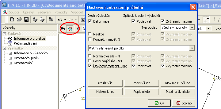 přepneme na volbu "MSÚ, obálka komb. I.řádu". Výběr vykreslení obálky V dialogovém okně pomocí tlačítka "Všechny" zvolíme, že obálka se bude dělat ze všech kombinací.