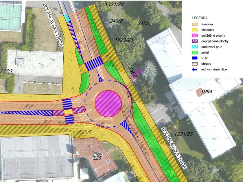 Okružní křižovatka Drahelická x Okružní Navržené úpravy křižovatek Okružní křižovatka Boleslavská třída x