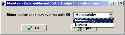 M.04 Přednastavení druhu odpisů při pořízení karty majetku formát: MAJETEK_DRUO_22=Mesicni MAJETEK_DRDO_22=Rovnomerny M.