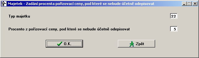 M.07 Zadání procenta pořizovací ceny, pod které se