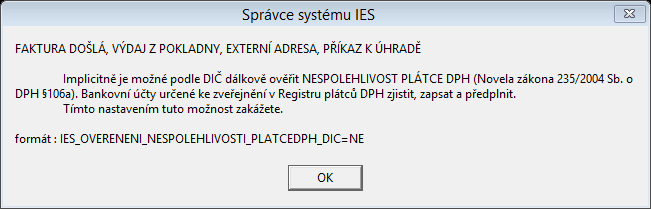 IES.23 Vícenásobný tisk formát: FAKTURACE_VICENASOBNY_TISK=2 POKLADNA_VICENASOBNY_TISK_PPD=2 POKLADNA_VICENASOBNY_TISK_VPD=2 SKLAD_VICENASOBNY_TISK_PRODEJKA=2 SKLAD_VICENASOBNY_TISK_PRIJEMKA=2