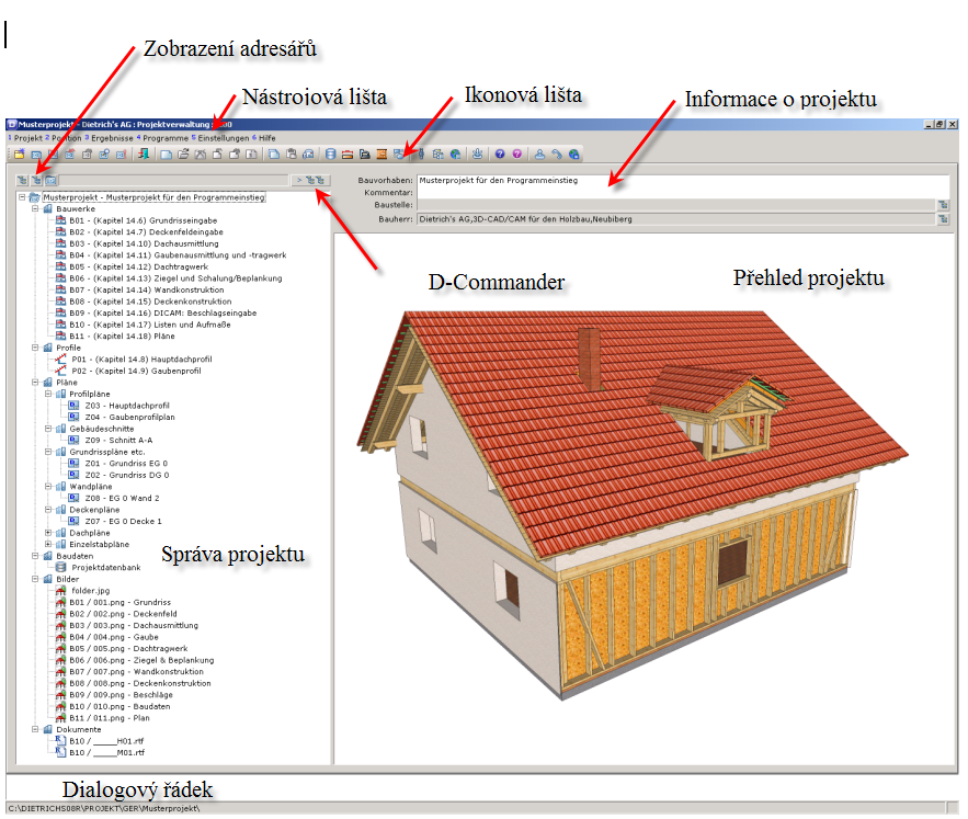 1.3 Správa projektů Tato kapitola se zabývá spuštěním programu a funkcí správa projektů. Dietrich s program je spuštěn dvojklikem na ikonu Dietrich s System. Nejdříve se otevře správa projektů.