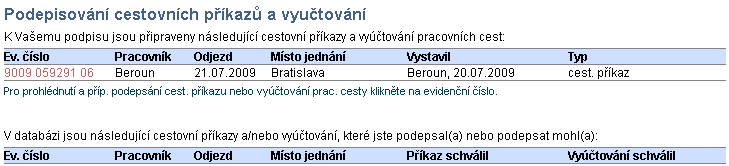 4.3. Podpis cestovního příkazu nadřízenou osobou, případně i příkazcem operace Na váš email je doručena zpráva s žádostí o podpis cestovního příkazu jako nadřízeného pracovníka, případně i příkazce v