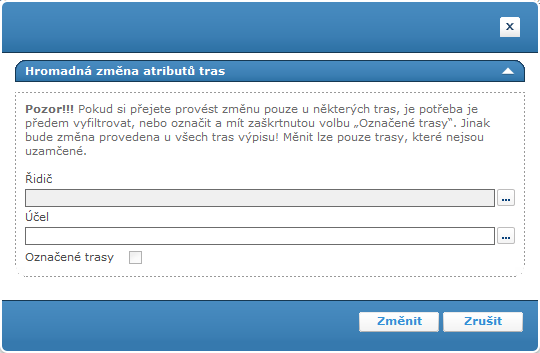 Poznámka Po předání vybraných tras a výdajů ke schválení dojde v aplikaci k uzamčení těchto záznamů a nelze je pak tedy jakkoliv upravit.