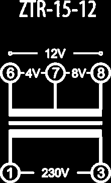 napájecí napětí: AC 230 V výstupní napětí: ZTR 8-8 - AC 8V ZTR