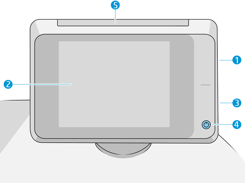 Přední panel Přední panel je dotyková obrazovka s grafickým uživatelským rozhraním nacházející se v pravé přední části tiskárny.