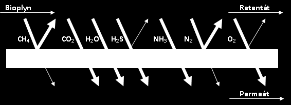 BIOPLYN 1.2.4 MEMBRÁNOVÁ SEPARACE U této technologie se pro čištění bioplynu využívá rozdílná průchodnost tenkou membránou, která je obvykle vyrobena z polymerů.