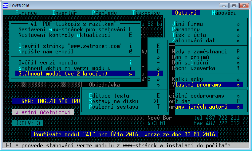 2. INSTALACE Než začnete instalovat, věnujte prosím pozornost tomuto upozornění, které se v případě modulu PDFRAZ týká zálohy dat firmy.