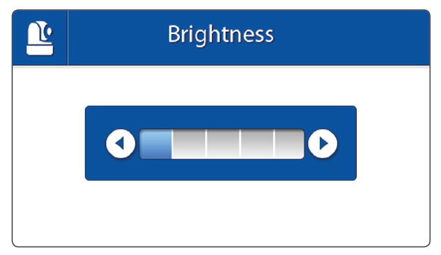 Menu Camera BRIGHTNESS Pomocí této nabídky můžete měnit jas obrazovky. Pokud je přenášené video příliš tmavé, zvyšte jas obrazovky. Pokud jsou všechny čárky šedé, je jas nastavený na nejnižší úroveň.